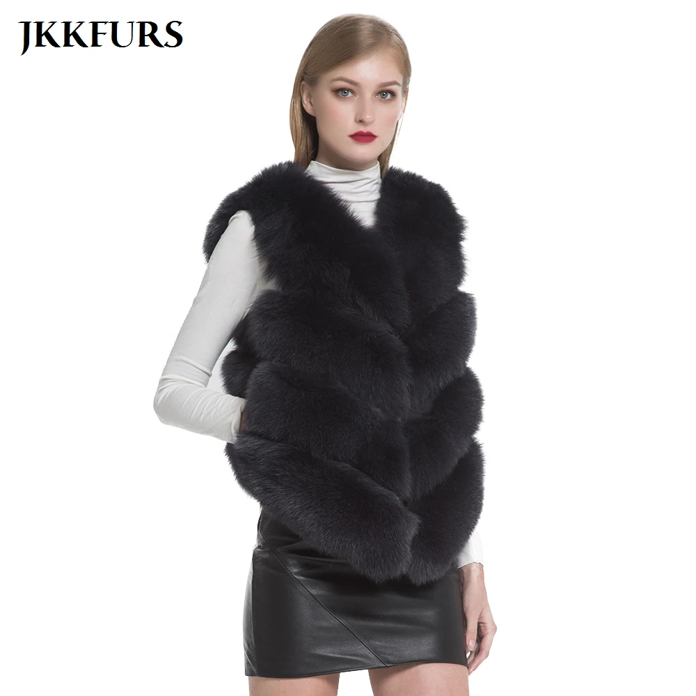 Женский меховой жилет зимний из натурального Лисьего меха 4 ряда 30 цветов S7164 2021 |