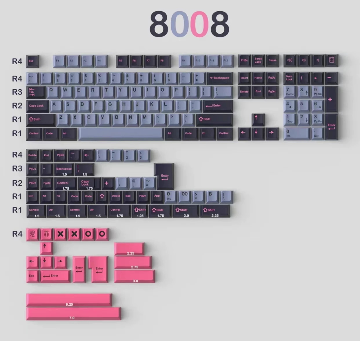 Фонарики 173 ботанические/8008/Aero колпачки для клавиш с вишневым профилем двойные ABS