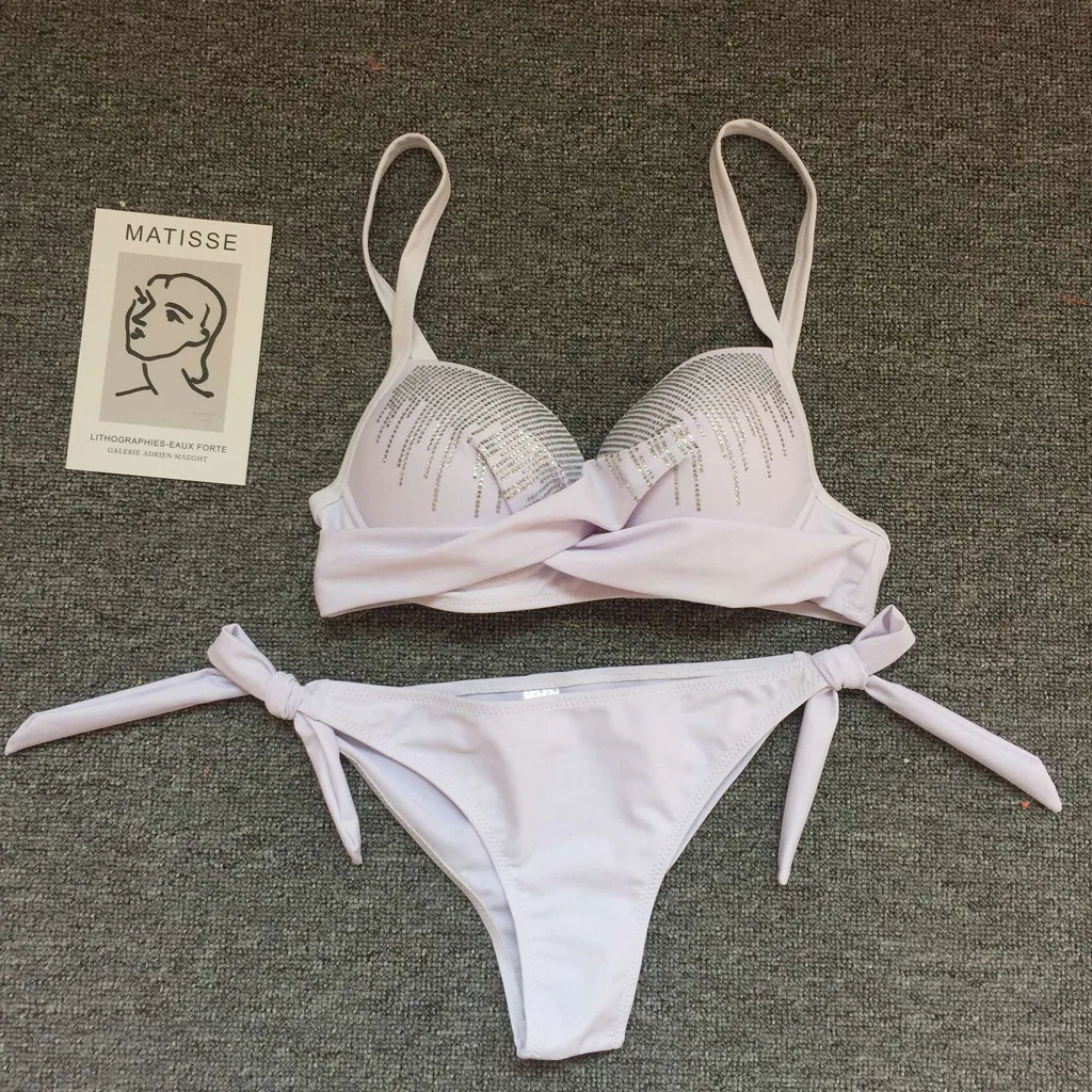 Женский купальник бандо Kancoold бандажный комплект бикини с пуш ап Бразильская