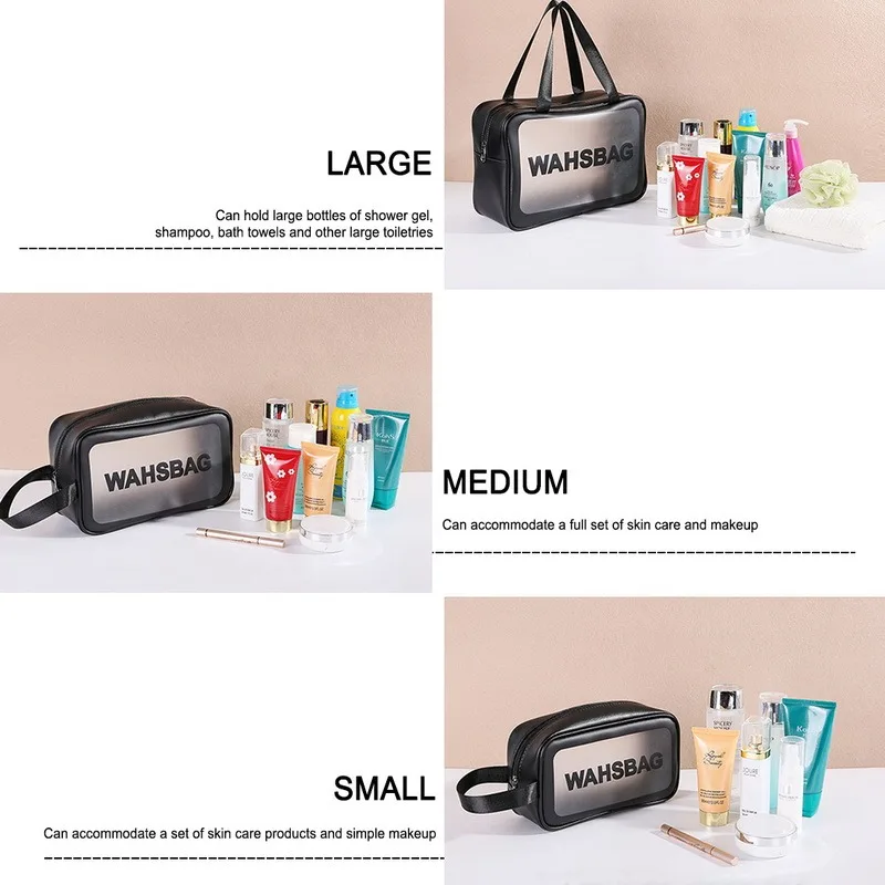 

Makeup Bag Cosmetic Bag Transparent Waterproof Ladies Pu Frosted Convenient Travel Set Makeup Storage Female Wash Bag Organizer