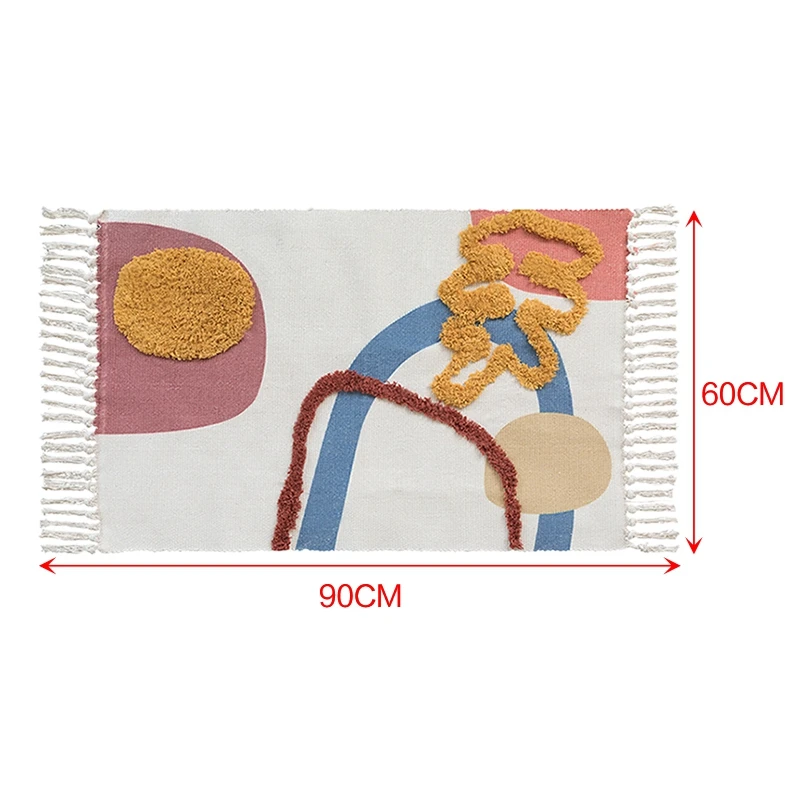 

Cotton Rug Modern Nordic Geometric Area Carpet Home Tapetes Living Room Decoration Floor Mat Door Mats Rugs Hotel Decor