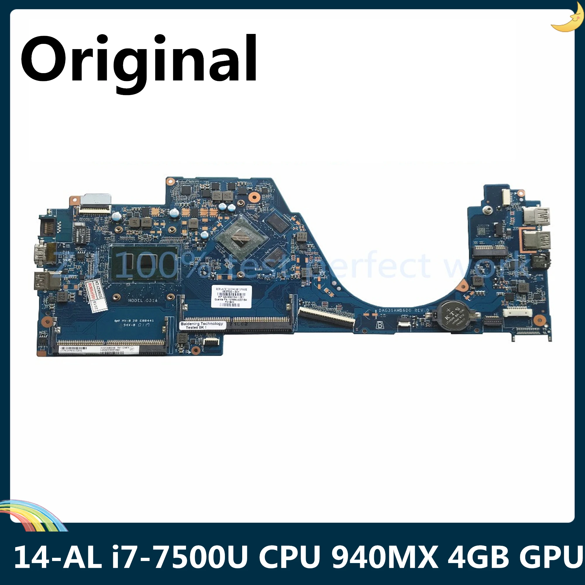 LSC для HP Pavilion 14 AL материнская плата ноутбука 903706 601 904734 I7 7500U CPU 940MX 2GB GPU