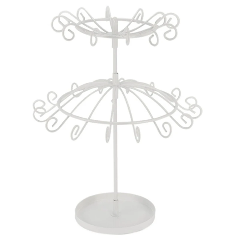 

Fashion 2 Tiers Metal Round Rotating Spin Display Stand Earring Holder Jewelry Stand Display Rack Tower