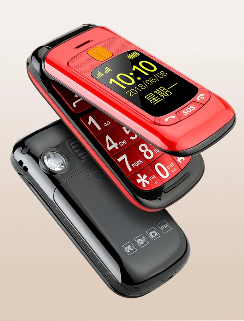 Флип двойной экран Две сим-карты SOS ключ быстрый набор сенсорный почерк русская клавиатура FM мобильный телефон для пожилых людей