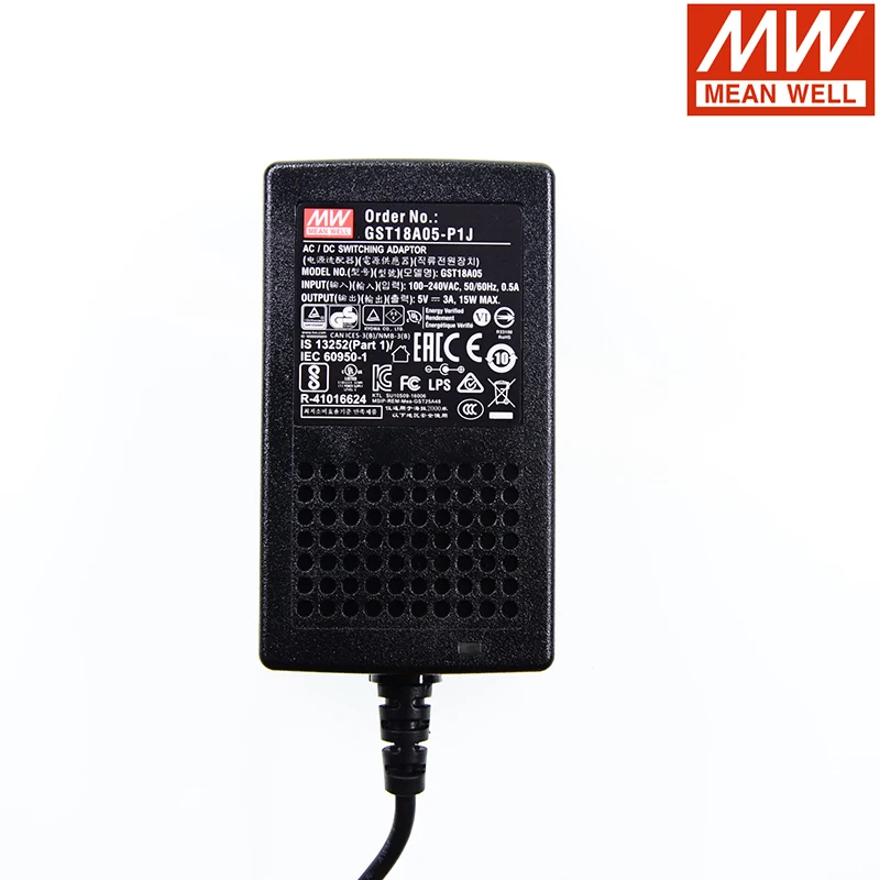 Оригинальный бренд MEAN WELL представляет GST18A-P1J серии AC-DC промышленный адаптер DC 5V 7V