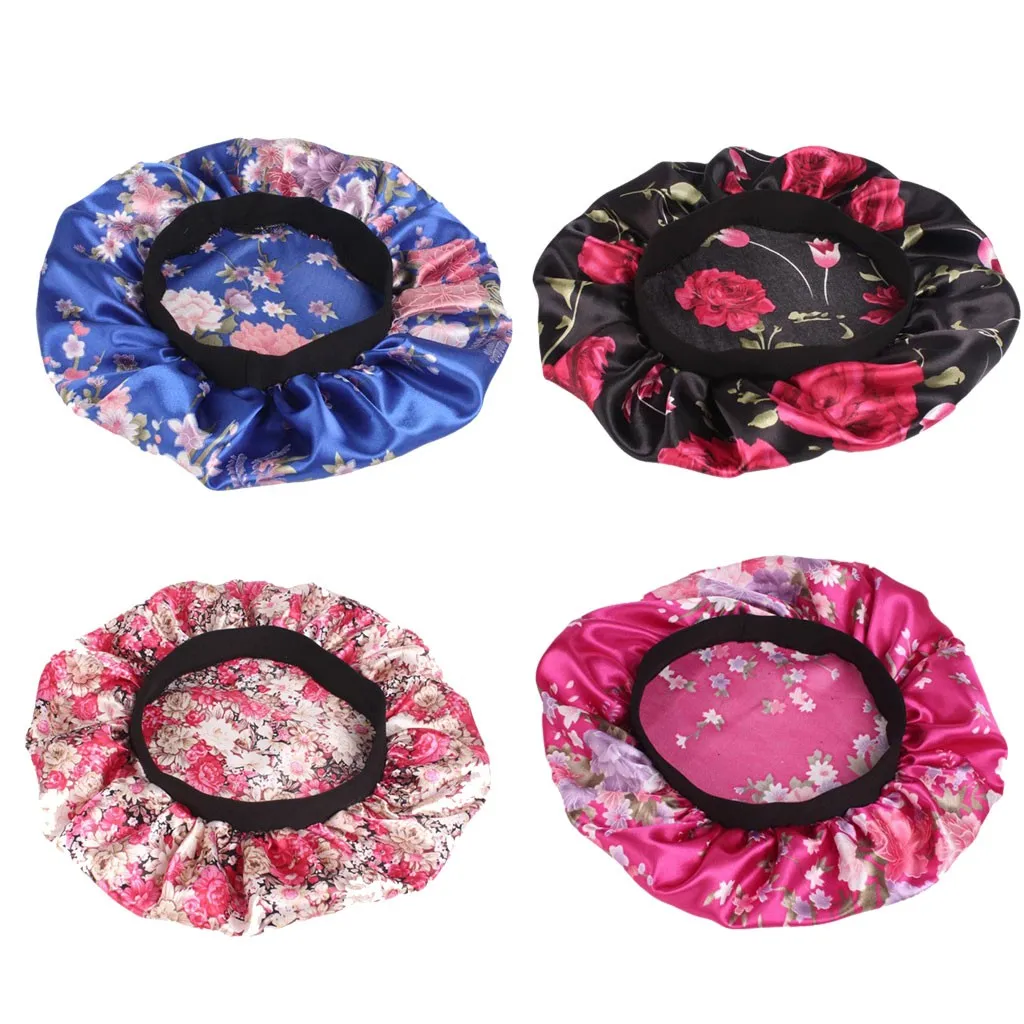 4 шт мягкой сатиновой ткани Чепчик для сна с широким диапазоном салон капот