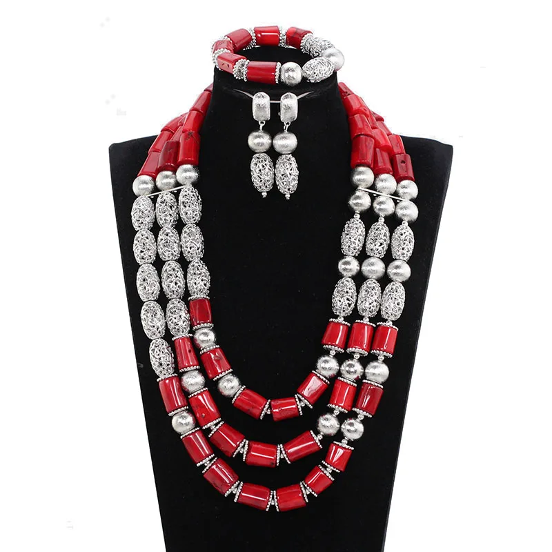 For women only 5 Настоящие Коралловые бусы нигерийские Свадебные парные Ювелирные наборы оригинальные коралловые Африканские свадебные вечерние ювелирные изделия невесты и жениха CB192 - Окраска металла: For women only 5