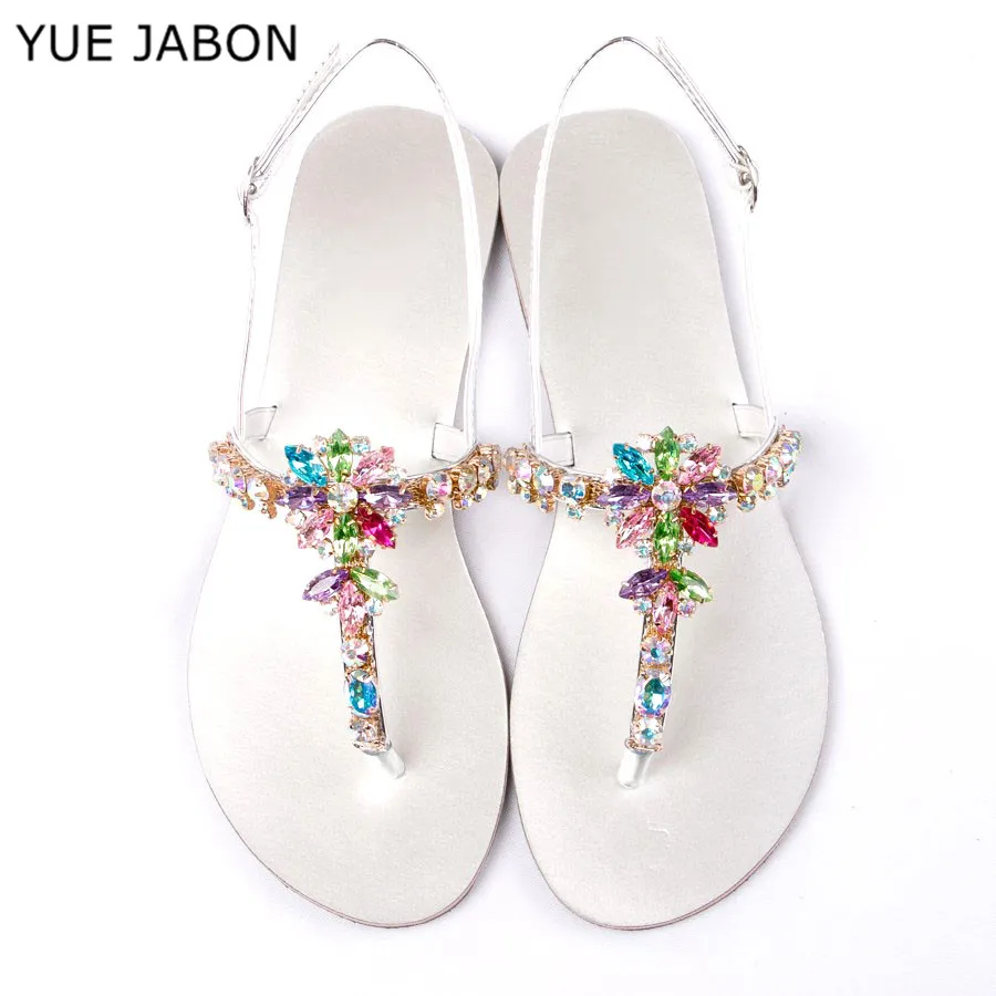 

Women Sandals Plus Size 43 Flat Shoes For Women Rhinestones Chains Summer Shoes 2020 Flip Flop Chaussures Femme Crystal Sandals