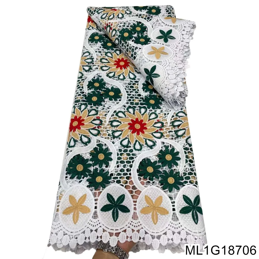 

BEAUTIFICAL Latest african guipure lace fabric 2021 high quality water soluble lace for nigerian wedding dress 5 yards ML1G187