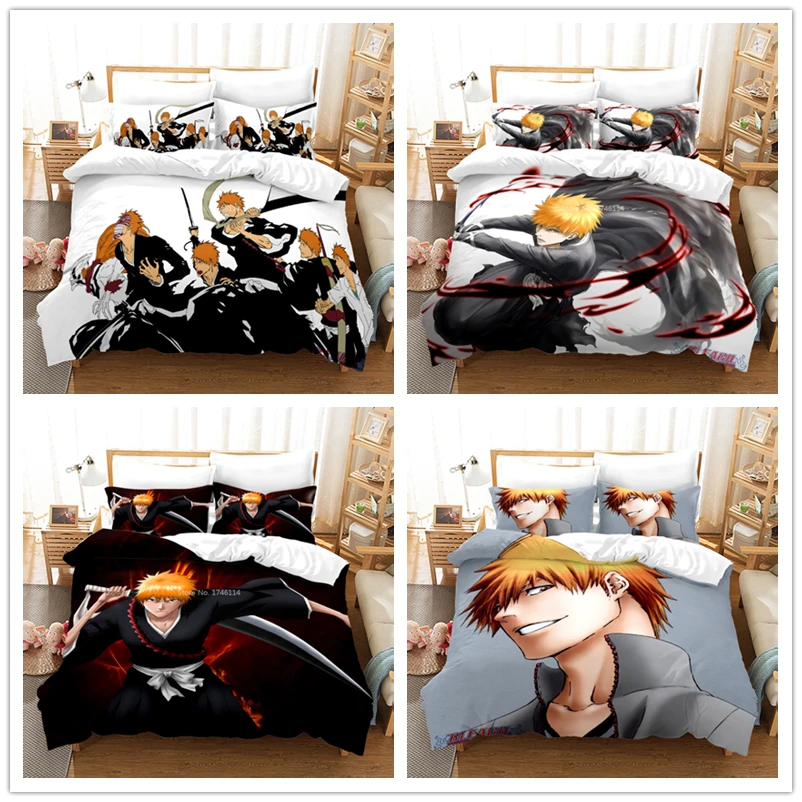 

Anime BLEACH Kurosaki Ichigo 3D Printed Bedding Set Twin Full Queen King Size Duvet Cover Set Bed Linens Bedclothes Home Textile