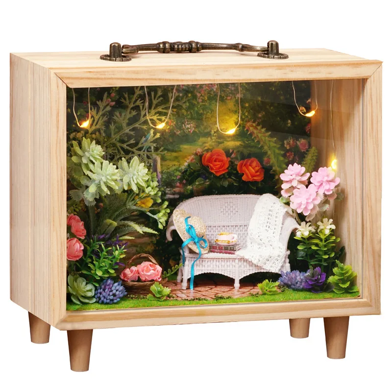 

3 Styles DIY Miniature Dollhouse Small Wooden Box Handmade 3D Doll House Model Kit Toy Figure Storage For Children Adult Gift