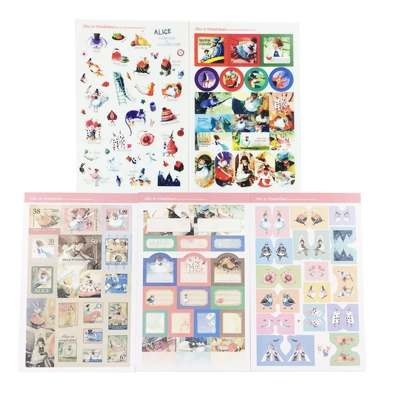 5 листов сказочных стикеров стикер для книги Кот из &quotАлисы&quot штамп дневник
