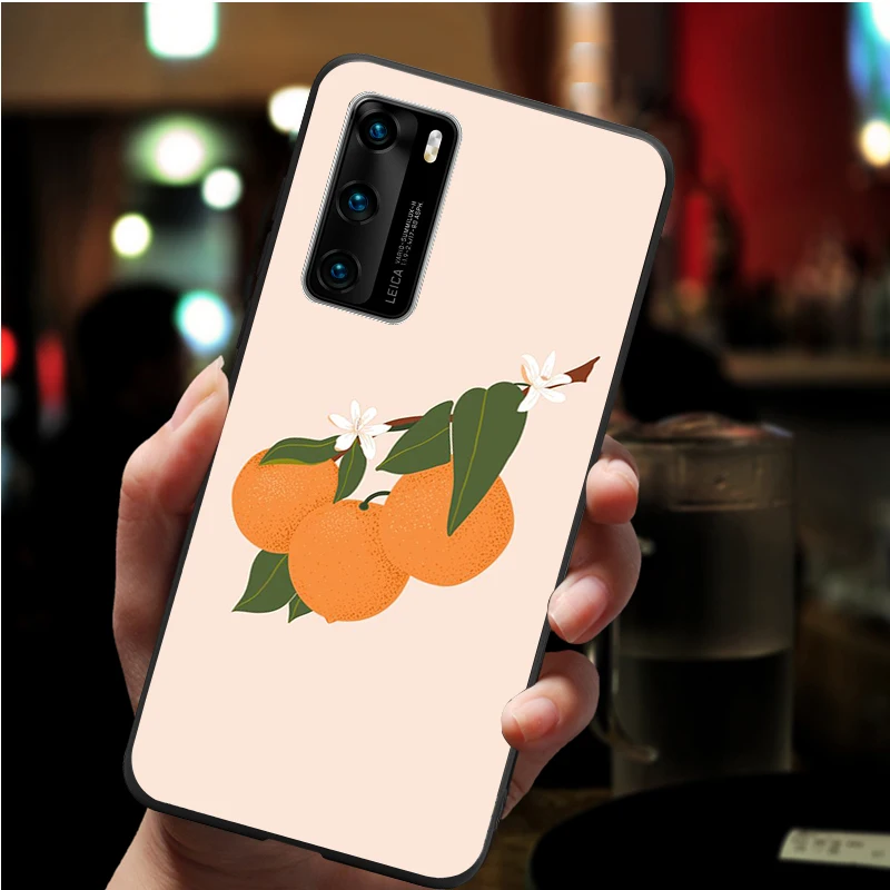 orange black soft Phone Case for huawei P40 P30 P20 P10 Pro lite P9 Lite nova 4E 6SE Psmart 2019 Y6 9 Prime | Мобильные телефоны и
