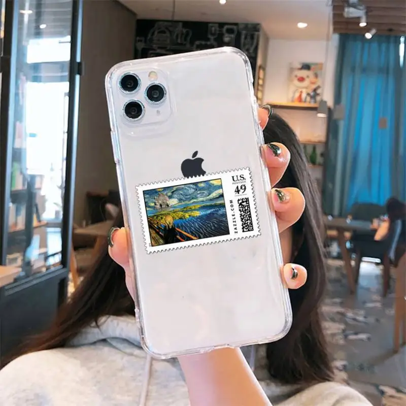 

Art david fashion FUNNY Van Gogh Phone Case Transparent for iPhone 6 7 8 11 12 s mini pro X XS XR MAX Plus cover funda shell