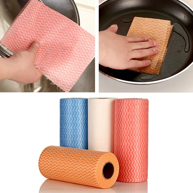 

Disposable Cleaning Towels Kitchen Dish Cloths Dish Rags Non Woven Fabric Handy Wipes Household 50 Sheet/Roll E7