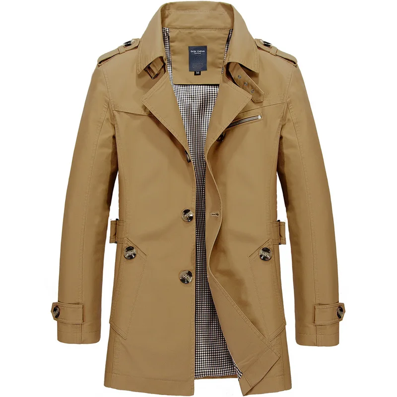 

Prowow 2021 Spring Autumn Trench Coat Men Jackets Casual Outwear Windbreaker Jacket Slim Lapel Long Coats Large Size 5XL