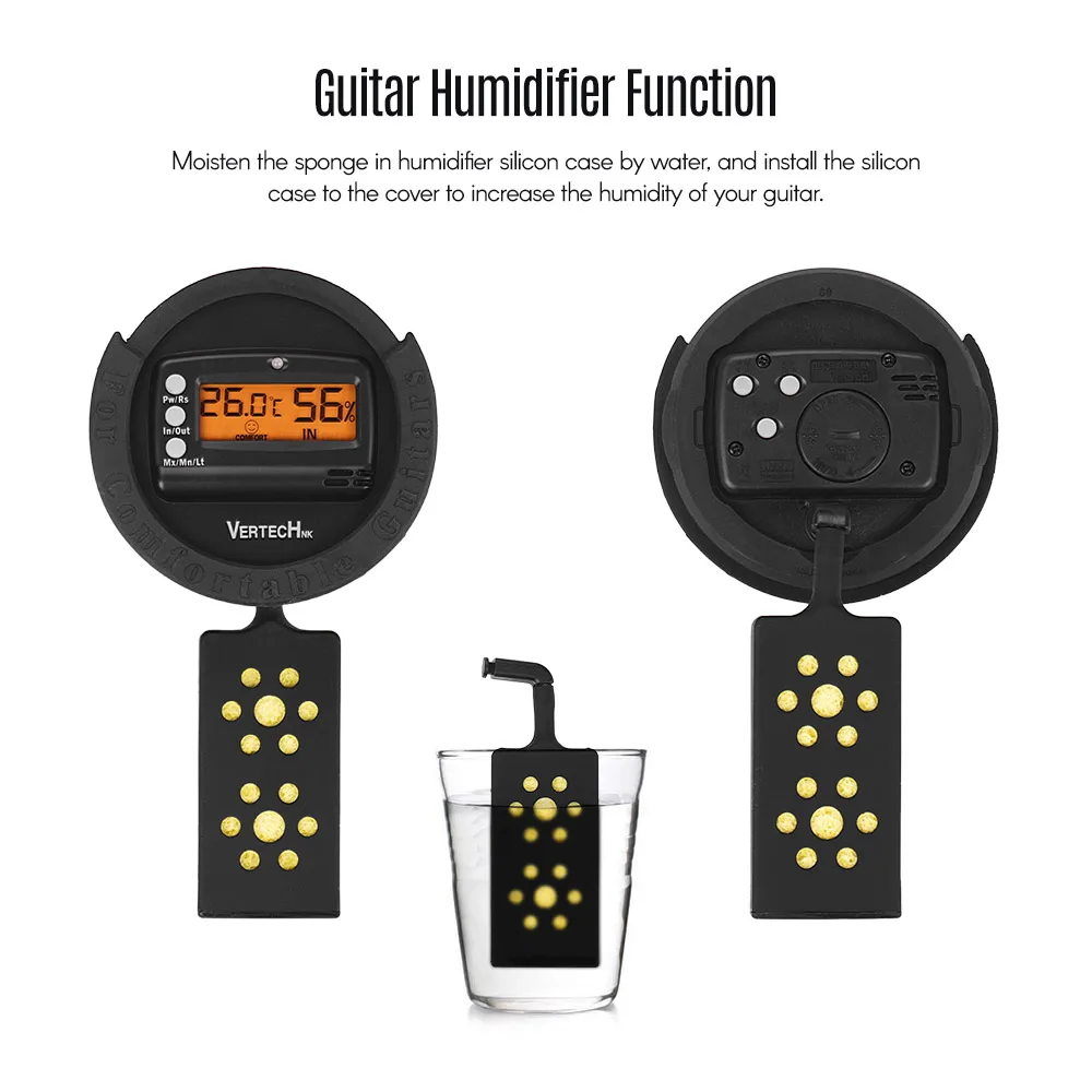 Цифровой гигрометр и увлажнитель для гитары звуковое отверстие акустических
