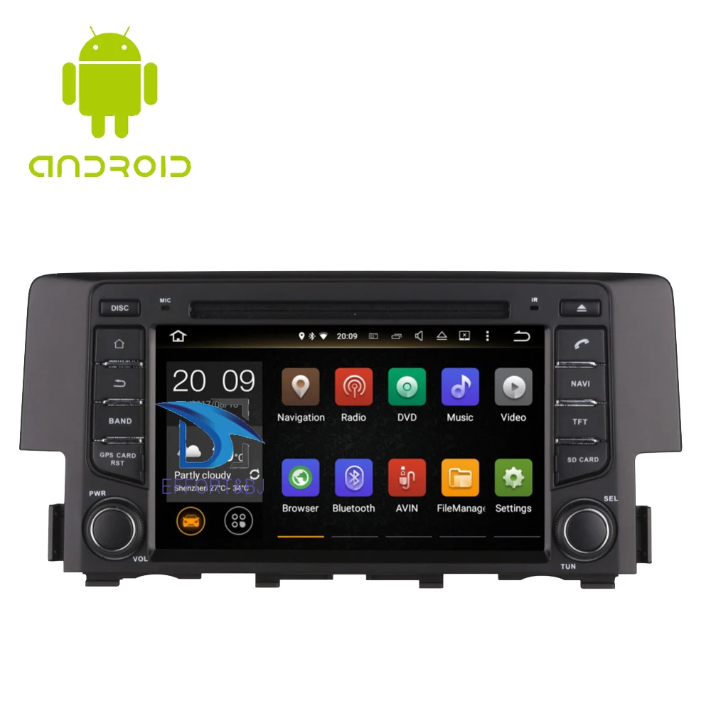 Android 9 0 Восьмиядерный 4 Гб ОЗУ автомобильный DVD плеер GPS навигация Bluetooth для Honda Civic