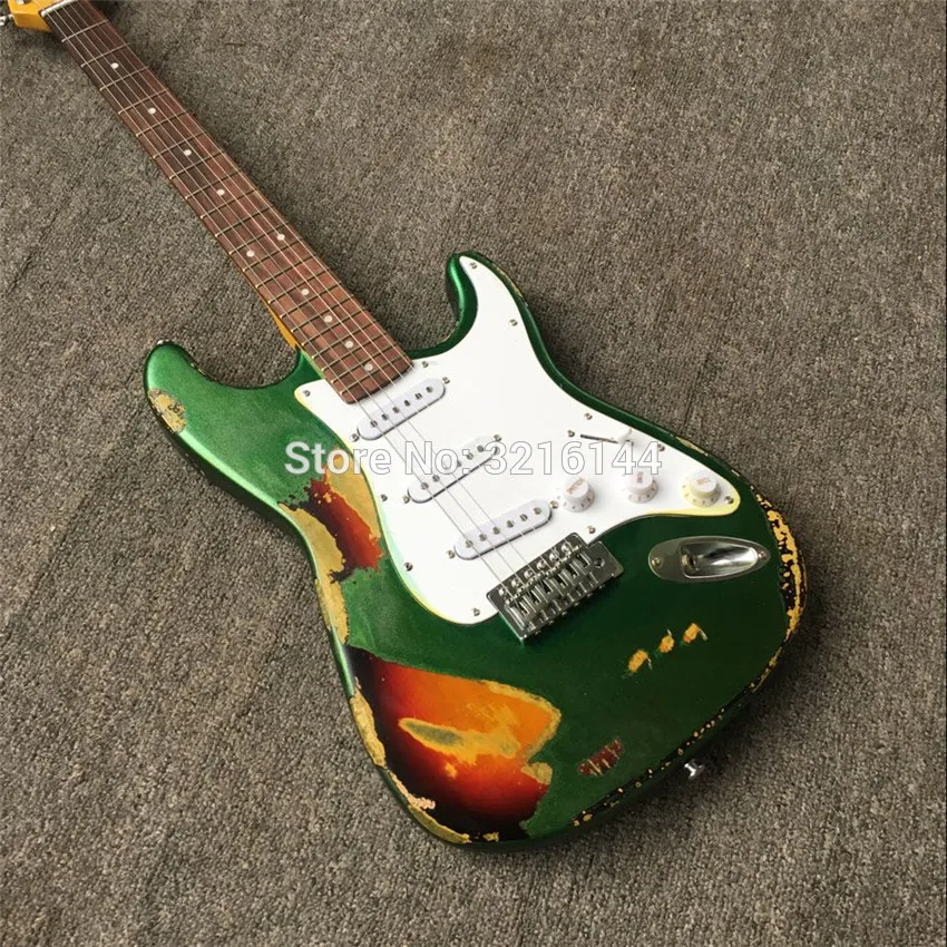 

In Stock Antique relic guitars handmade, real photos, wholesale and retail . Do old guitars, metallic green