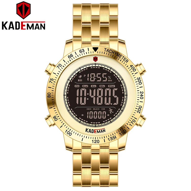 K849-Gold Роскошные мужские часы оригинальные Спортивные Цифровые 3ATM полностью стальные Модные Бизнес наручные часы Лидирующий бренд KADEMAN Relogio Masculino K849 - Цвет: K849-Gold