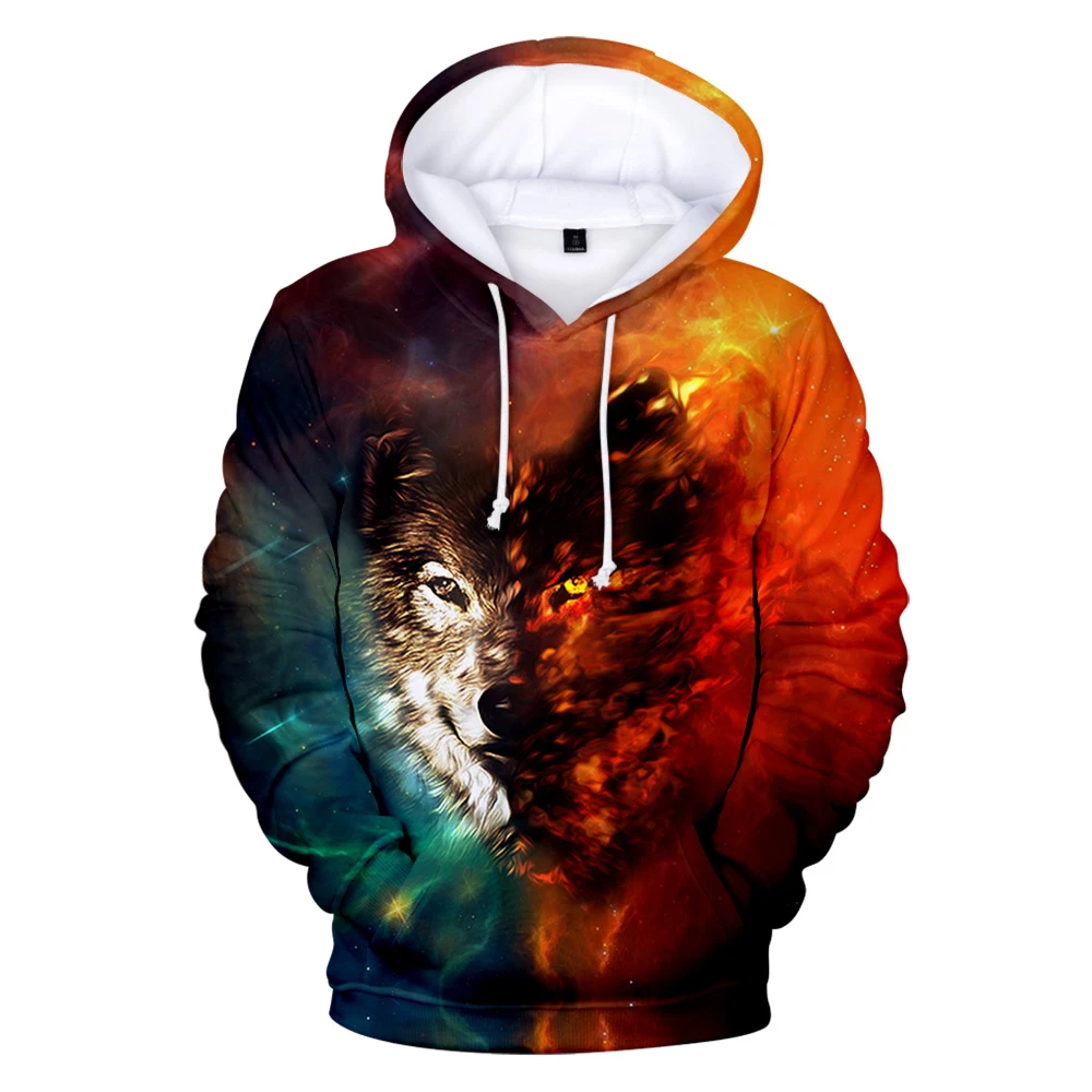 

Лидер продаж, блестящие толстовки с капюшоном волка, 3D свитшоты, осенне-зимняя одежда, толстовки с капюшоном в стиле Фэнтези волка, модные то...