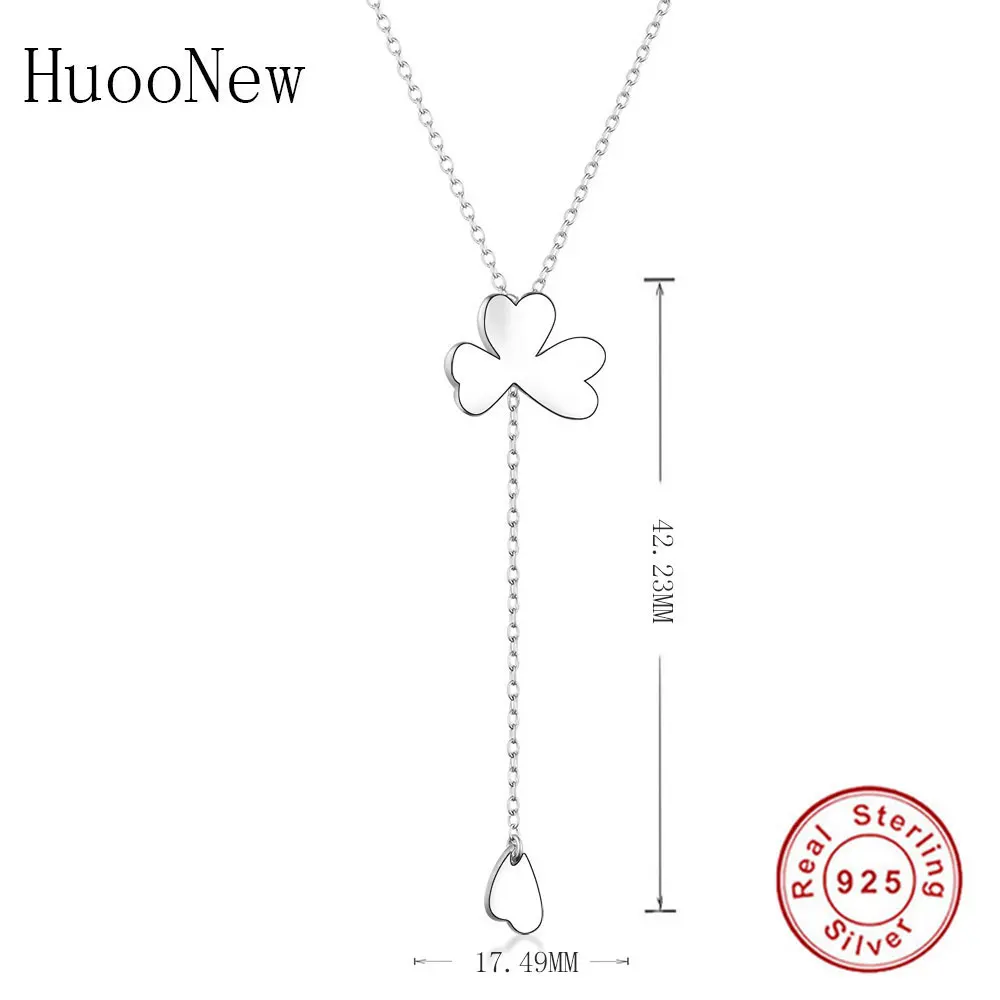 Женское колье чокер из стерлингового серебра 925 пробы с четырехлистным сердечком