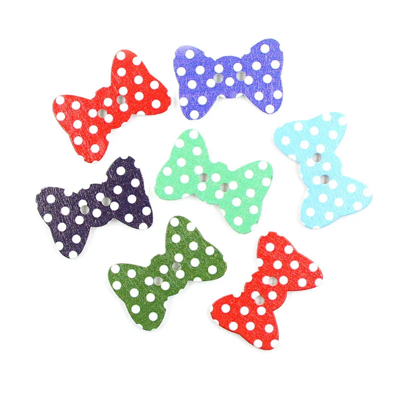 50PCs Dots Bow Wood Button 2-Holes Decorative For Scrapbooking Sewing Baby Clothes DIY Accessories | Дом и сад
