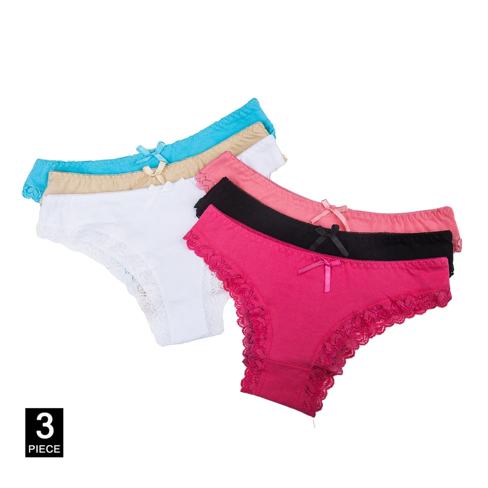 Random color-3 pcs Женские трусики, сексуальные кружевные трусы из хлопка для девочек, нижнее белье, женское нижнее белье, чашечки расположены рядом белье M-XL 3 шт./упак. дропшиппинг - Цвет: Random color-3 pcs