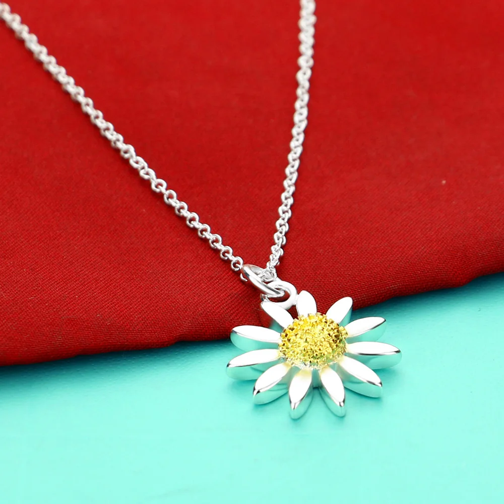 Женское колье из серебра 100% пробы с подсолнухами|Подвески| |