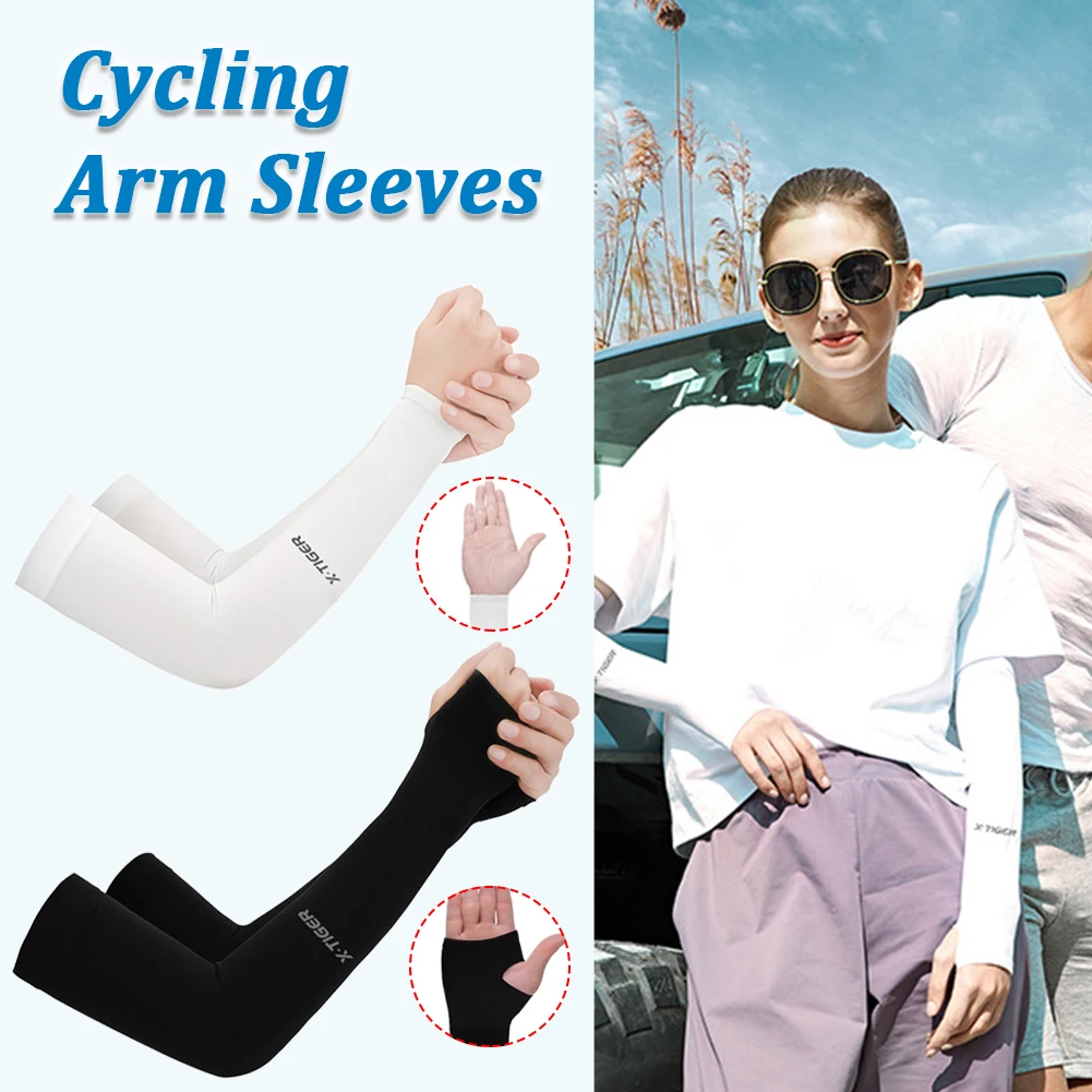Нарукавники унисекс из ледяного шелка, с защитой от ультрафиолета, для занятий спортом на открытом воздухе, велоспорта, бега, 2021