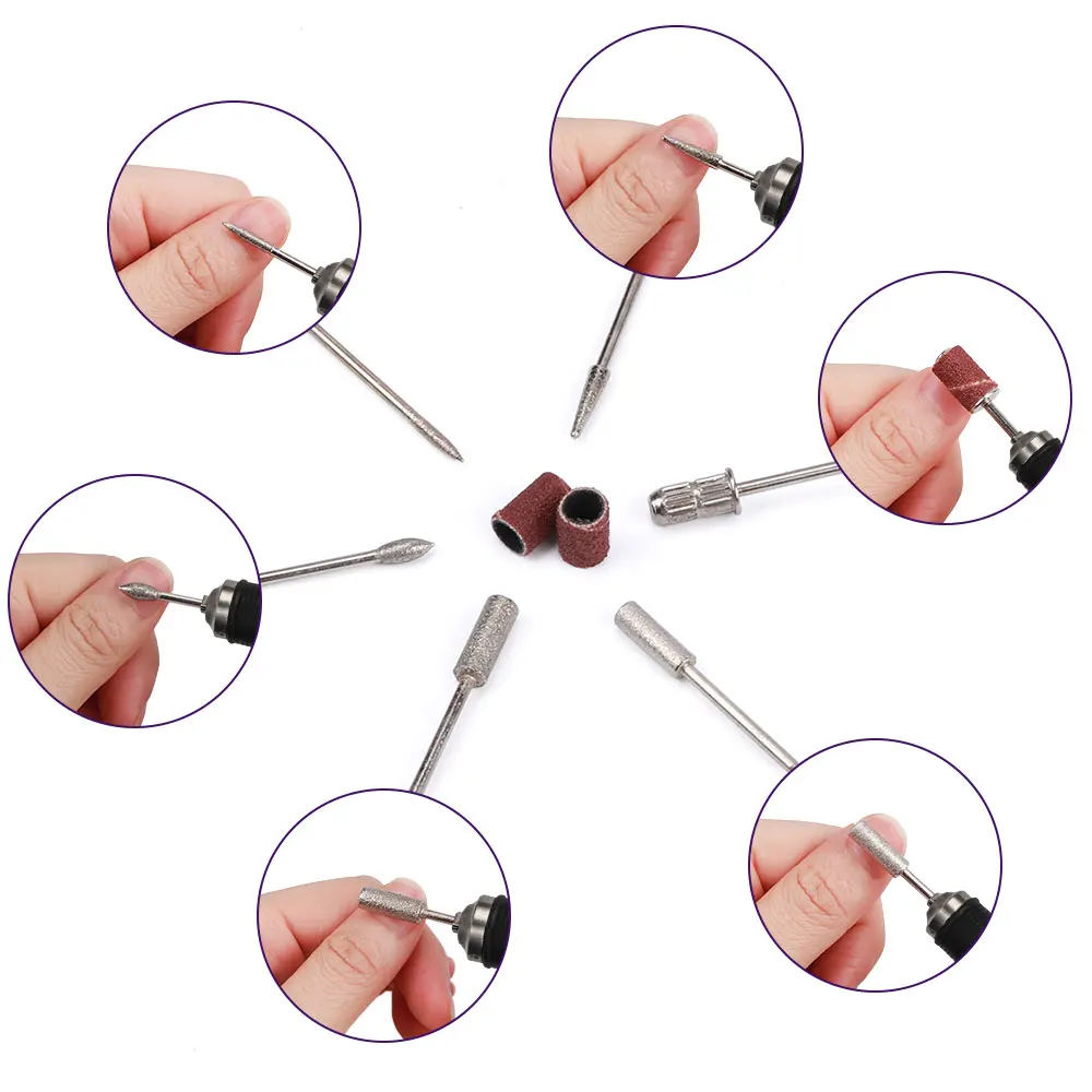 6 шт. сверла для ногтей набор шлифовальных головок лент электрических сверл