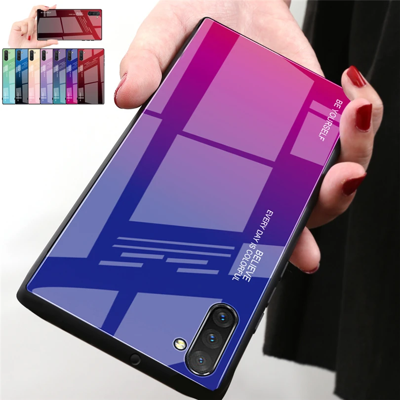 Для samsung Galaxy S10 Note 10 Plus, чехол с градиентным закаленным стеклом, Жесткие ТПУ чехлы накладки для samsung Galaxy Note 8 9 10 S10 5G S10E
