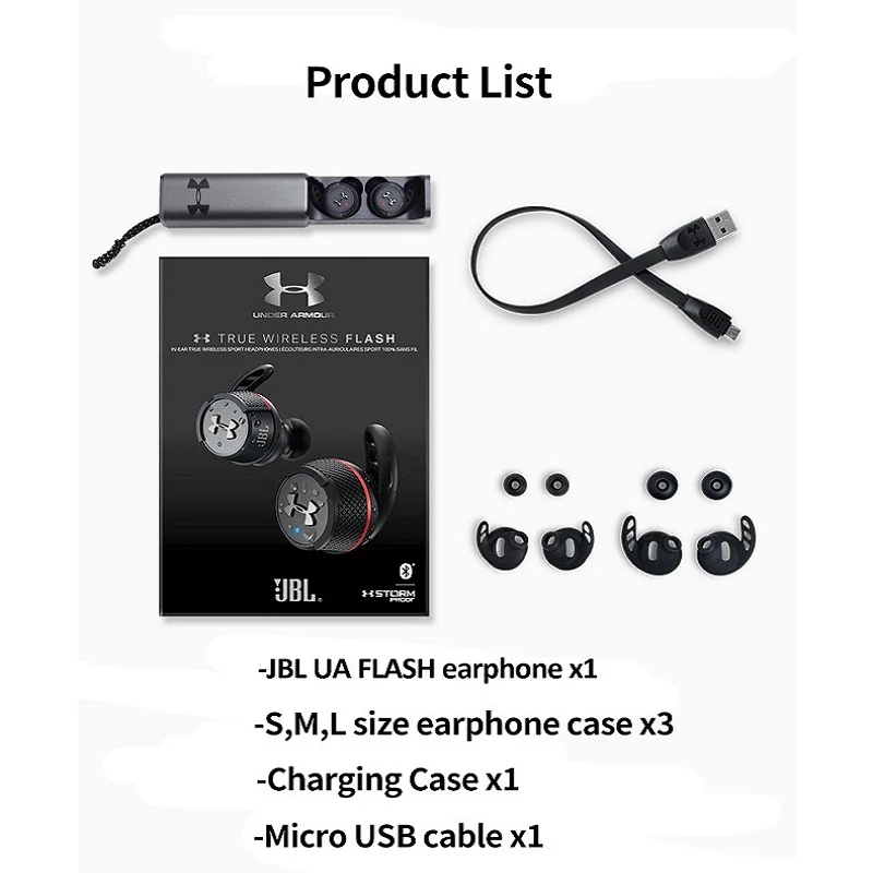 Беспроводные наушники JBL UA FLASH TWS Bluetooth V4.2 спортивные с глубокими басами IPX7