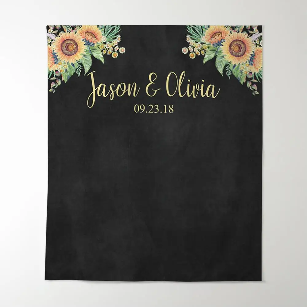 Allenjoy Anniversary Event Supplies Colorful Flowers Wooden Floors Blackboard Party Supplies Modern Wedding Activities Wallpaper - Color: AEC-00818