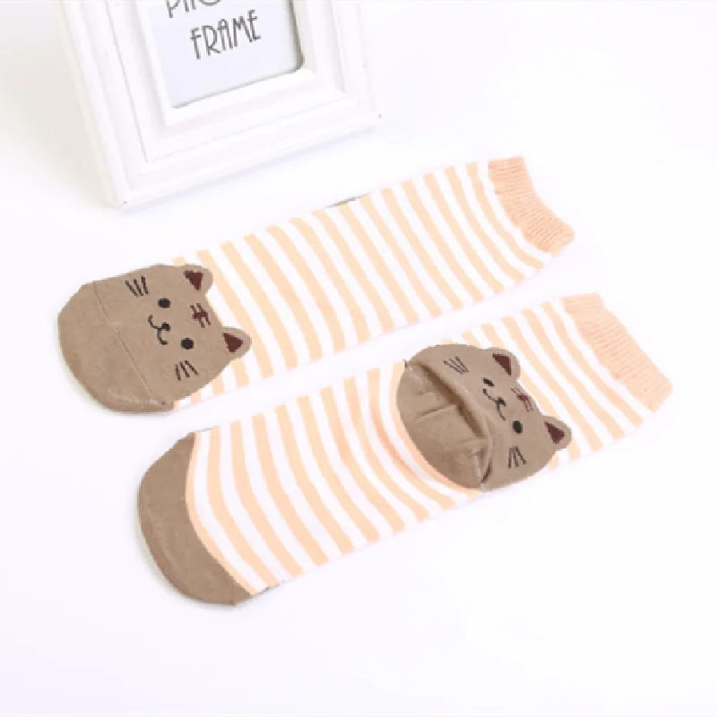 

Cartoon straight socks for women adult striped cat socks for women cotton kitten socks