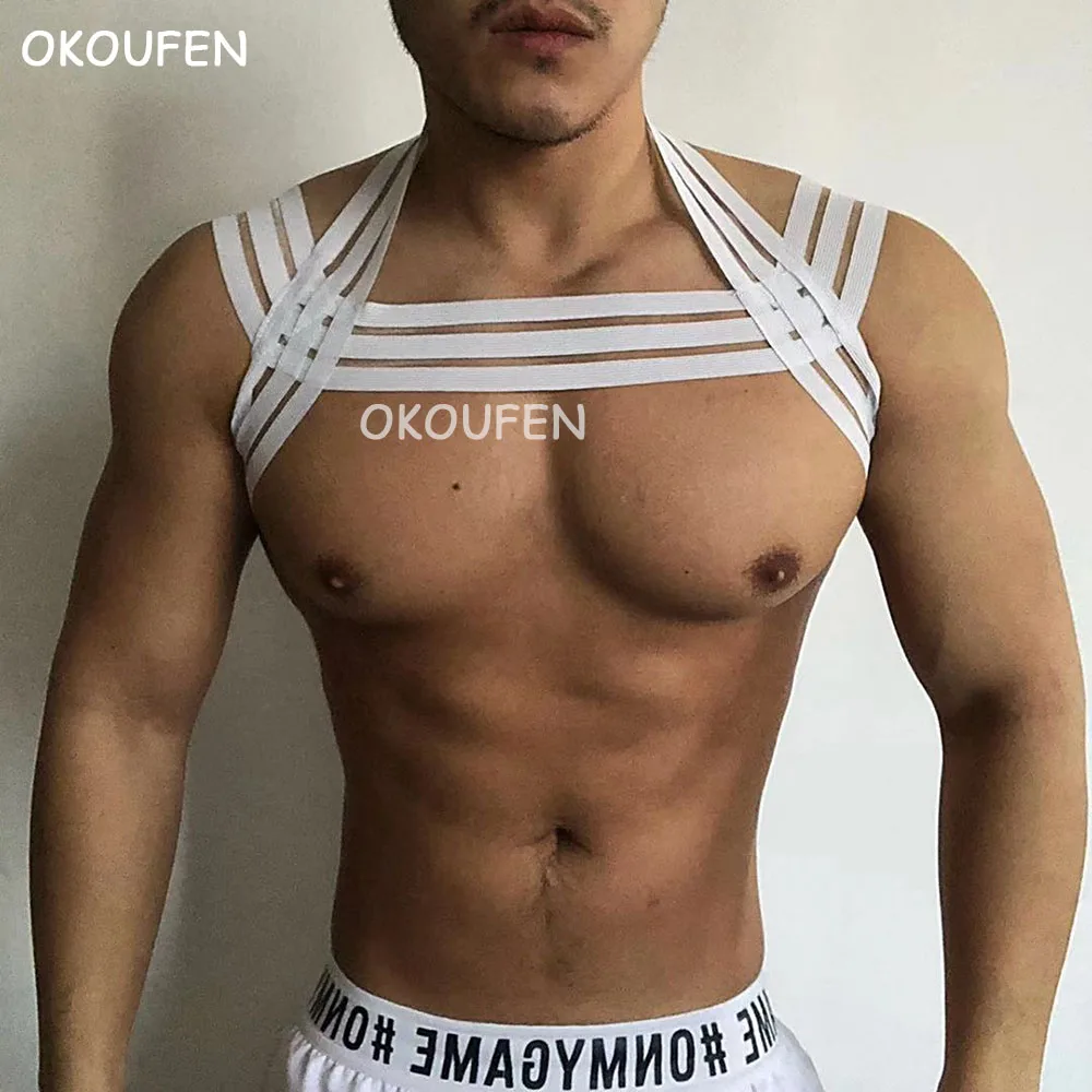 Мужские большие открытые обхватывающие грудь ремни для ночного клуба вечерние