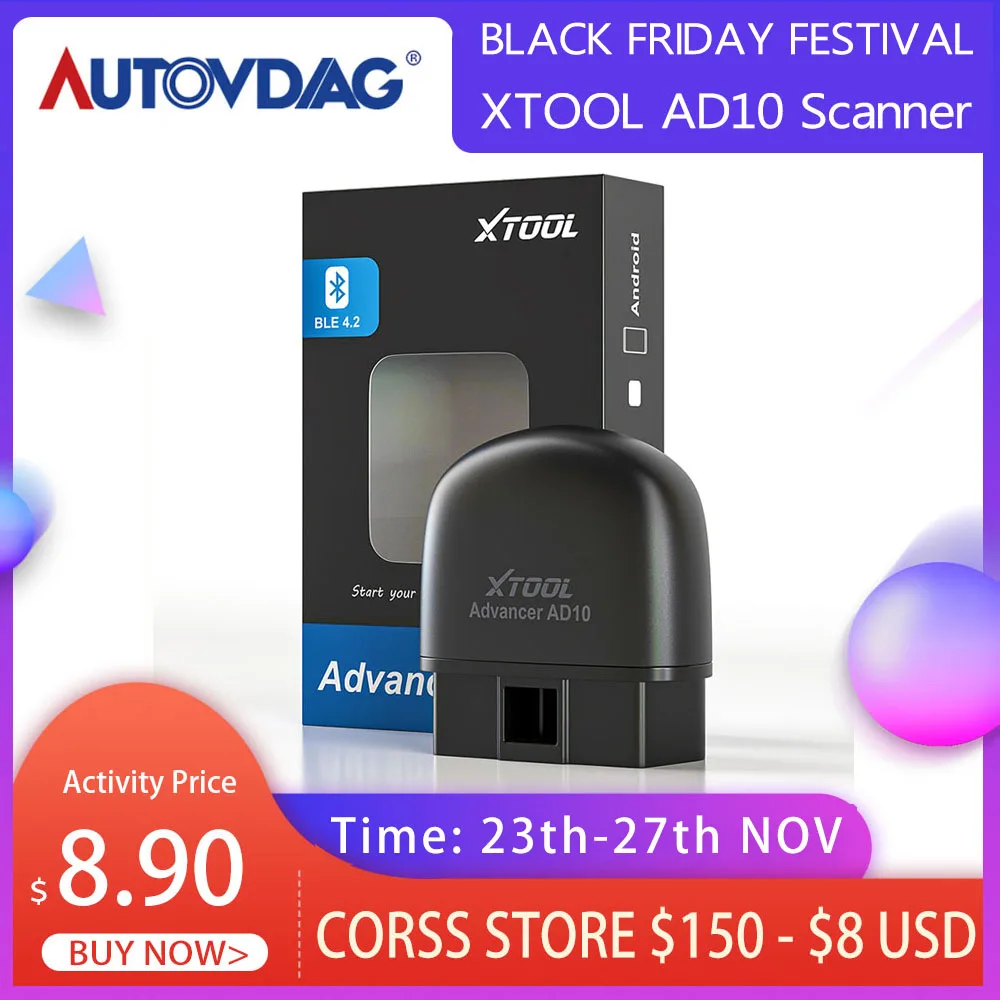 AD10 OBD2 диагностический сканер XTOOL EOBD Bluetooth ELM327 считыватель кодов работает с