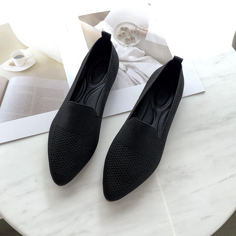 

Fashion Pointed Toe Fabric Flat Shoes breathable Comfy Shoes ballet Flats For Women Slip On Mesh Dress Shoes Women Casual Shoes
