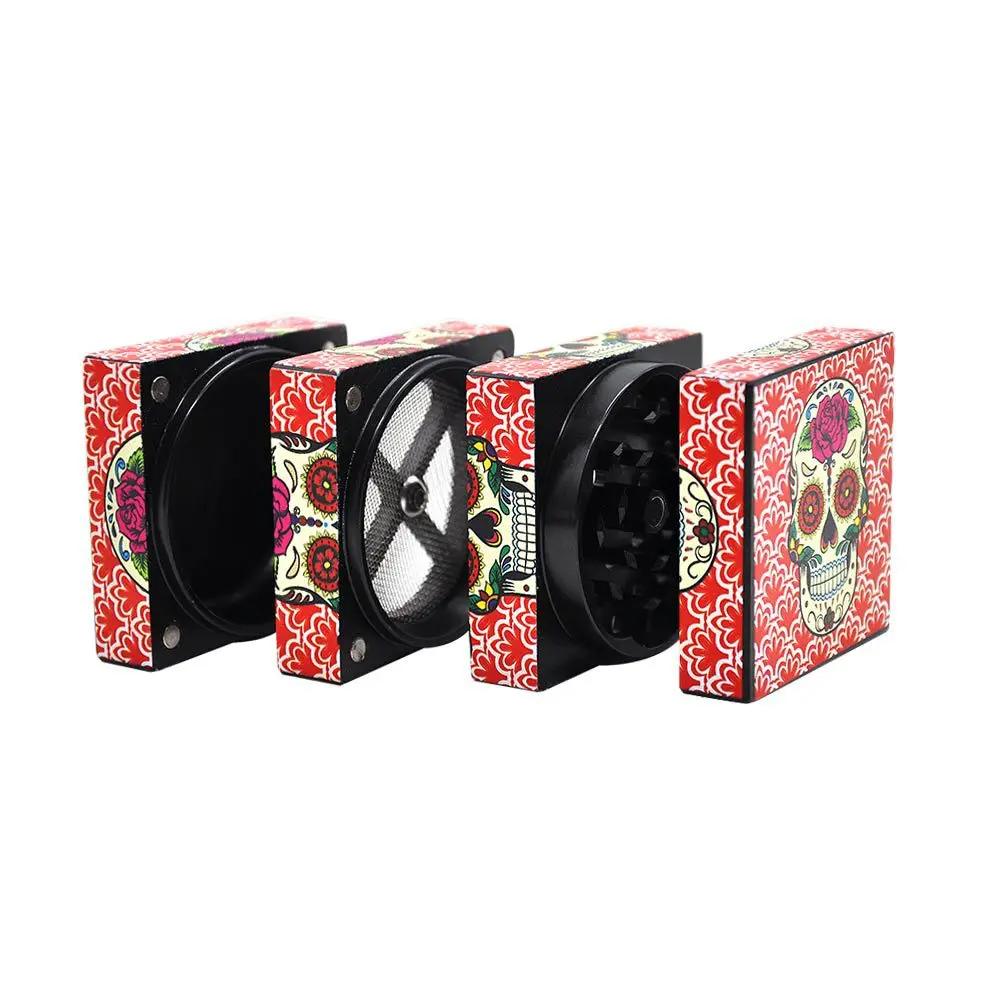 Череп/индийская девушка травяная шлифовальная машина 50 мм 4 слойная алюминиевая