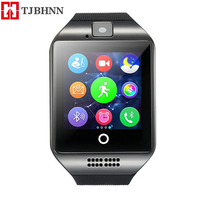 Black Q18 Bluetooth Смарт часы с сенсорным экраном с камерой Часы сотовый телефон со слотом для sim-карты Смарт наручные для Android IOS Телефон PK DZ09 - Цвет: Black