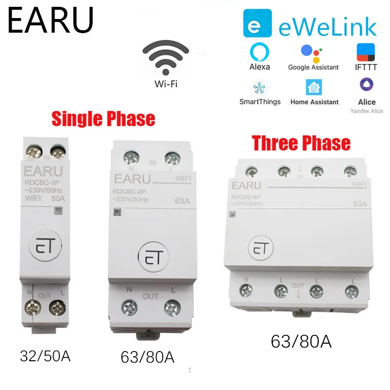 Smart WiFi Circuit Breaker Time Timer Relay Switch Smart Home House Voice Remote Control by eWelink App for Alexa Google Home