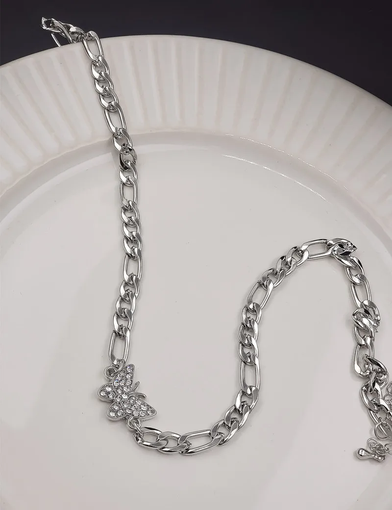 Темпераментный Алмазный светильник-бабочка роскошное тонкое ожерелье-чокер для