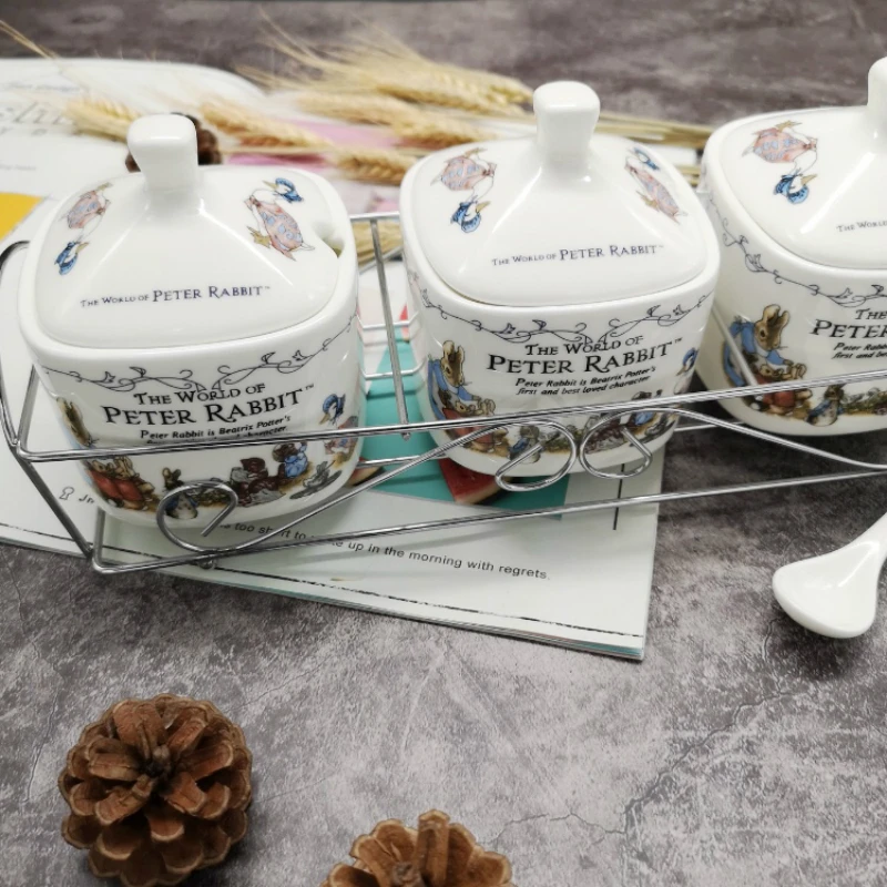 Peter Rabbit Export Order Best Quality Sugar Bowl Kitchen Tools Salt Spice Tin Spices Container Honey Jar Suikerpot Zuccheriera