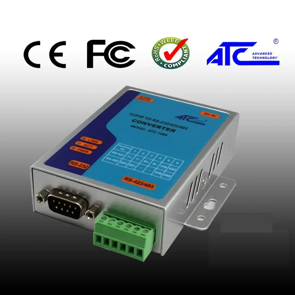 ATC-1000 последовательный сервер 232 к Ethernet RS485/422 сетевой конвертер передачи данных