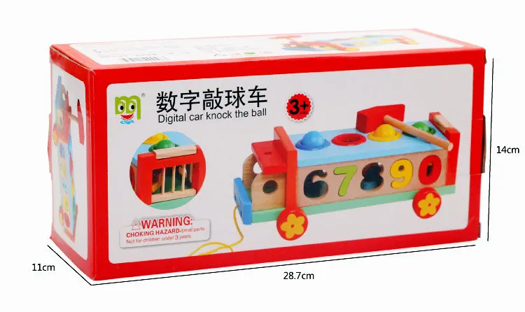 

Free Shipping Kids Assembly Wooden Digital Block Knock Ball Toys Children Wood Model Building Kits Game Baby Early Training Gift