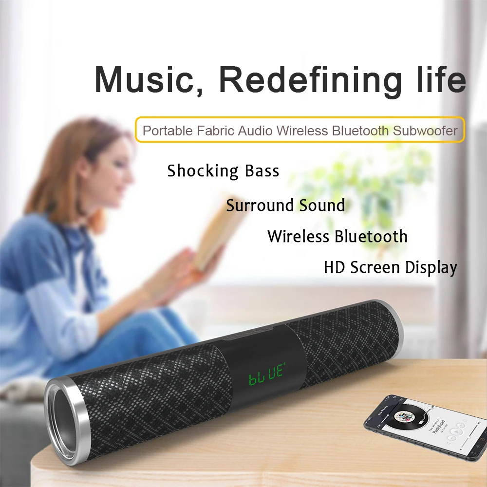 

Беспроводная Bluetooth-Колонка Smalody, 10 Вт, стерео, объемный звук, пояс, уличная, длинная полоса, портативный ремешок, динамик, светодиодный диспле...