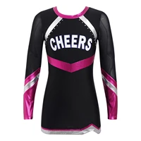 kids girls cheerleader costume mesh long sleeve mini short dress school children cheerleading uniform performance dance dress