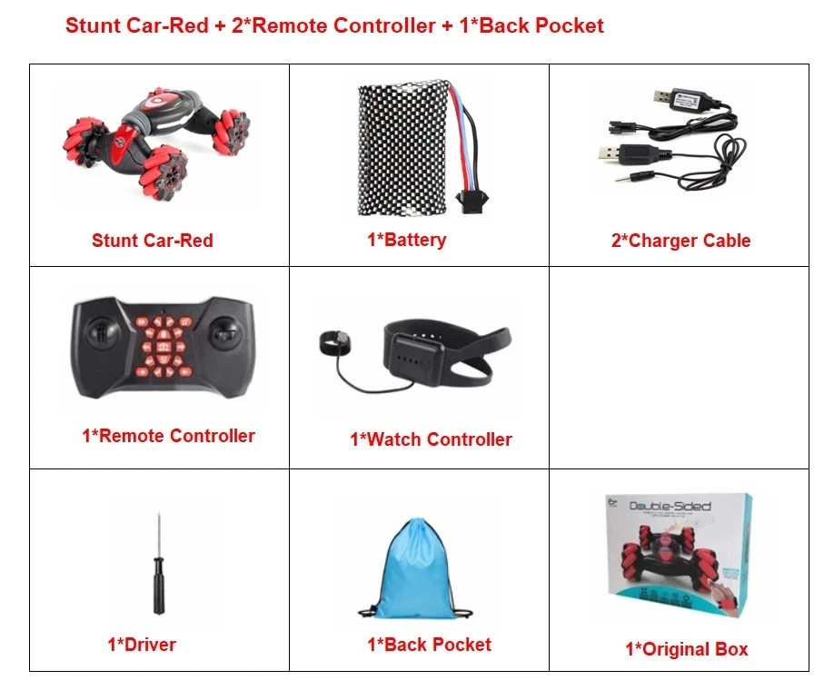 Red with Pocket RC 2,4 ghz 4wd 360 градусов ручные часы с дистанционным управлением трансформирующийся поворотный датчик жестов скалолазание трюк игрушечный автомобиль - Цвет: Red with Pocket