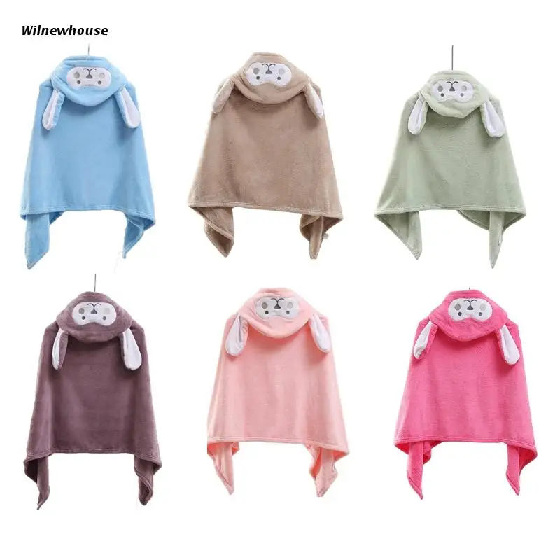 

Детское банное полотенце с капюшоном F63A, милый мультяшный рисунок из кораллового флиса, мягкое абсорбирующее полотенце для ванной комнаты ...