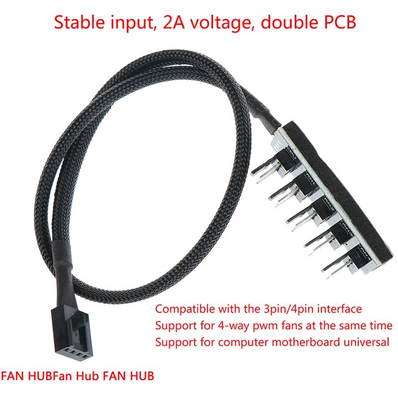 

1 Female To 4 Male 4Pin Socket Fan Hub Splitter Cable PC Cooler Fan Power Cable For 3Pin&4Pin PWM Cooling Fan